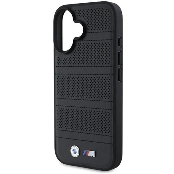 BMW BMHMP16S23PUSPK M Perforated And Stitched Line MagSafe tok iPhone 16 - fekete