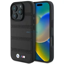   BMW BMHMP16L23PUSPK M Perforated And Stitched Line MagSafe tok iPhone 16 Pro - fekete