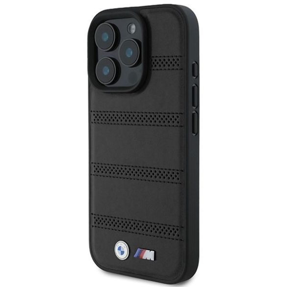 BMW BMHMP16L23PUSPK M Perforated And Stitched Line MagSafe tok iPhone 16 Pro - fekete