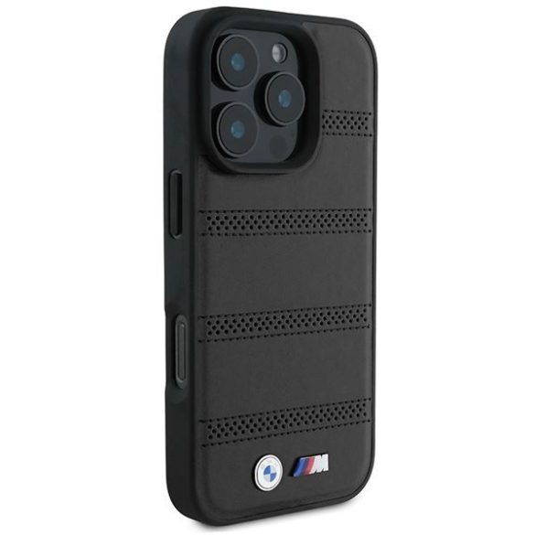 BMW BMHMP16L23PUSPK M Perforated And Stitched Line MagSafe tok iPhone 16 Pro - fekete