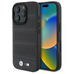   BMW BMHMP16X23PUSPK M Perforated And Stitched Line MagSafe tok iPhone 16 Pro Max - fekete