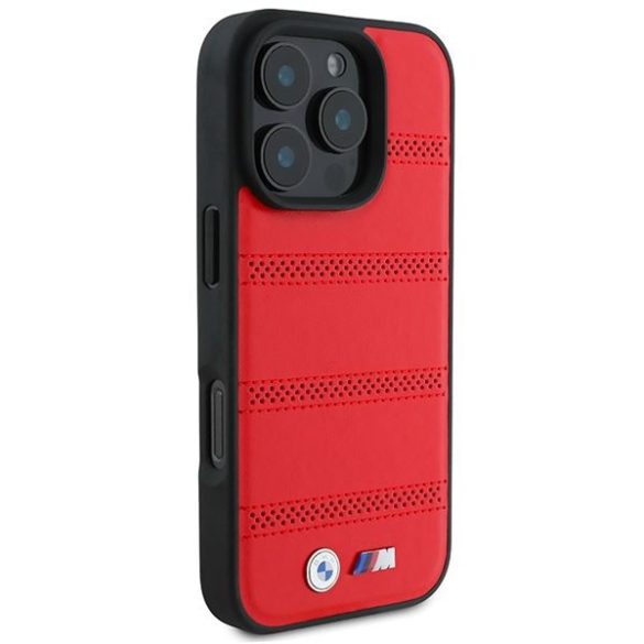 BMW BMHMP16L23PUSPR M Perforated And Stitched Line MagSafe tok iPhone 16 Pro - piros