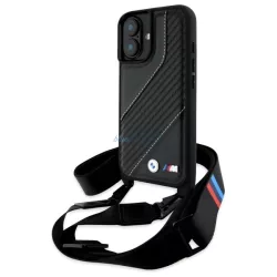  BMW BMHCP16S23PSCCK M Edition Carbon Stripe & Strap keménytok iPhone 16 - fekete