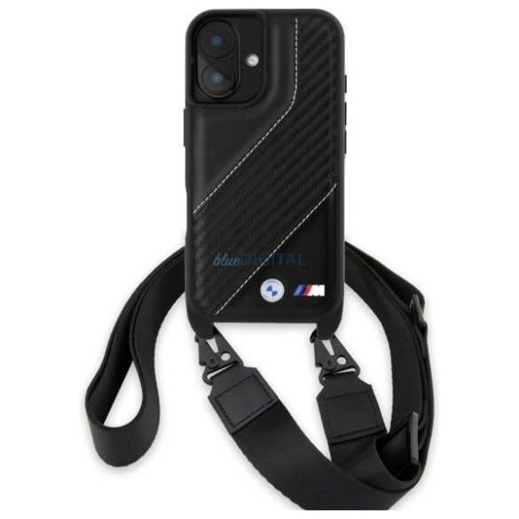 BMW BMHCP16S23PSCCK M Edition Carbon Stripe & Strap keménytok iPhone 16 - fekete