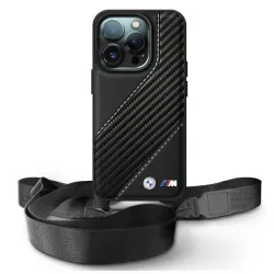   BMW BMHCP16X23PSCCK M Edition Carbon Stripe & Strap keménytok iPhone 16 Pro Max - fekete