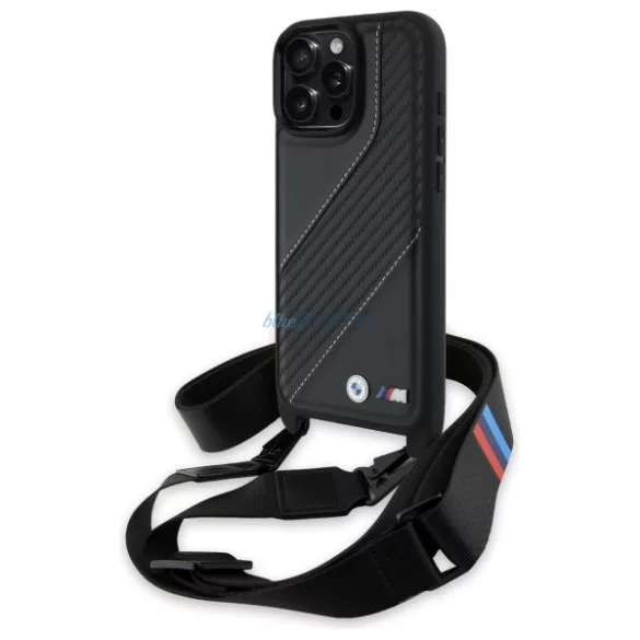 BMW BMHCP16X23PSCCK M Edition Carbon Stripe & Strap keménytok iPhone 16 Pro Max - fekete