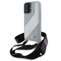   BMW BMHCP16S23PSCCG M Edition Carbon Stripe & Strap keménytok iPhone 16 - szürke