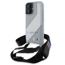   BMW BMHCP16S23PSCCG M Edition Carbon Stripe & Strap keménytok iPhone 16 - szürke