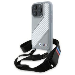   BMW BMHCP16L23PSCCG M Edition Carbon Stripe & Strap keménytok iPhone 16 Pro - szürke