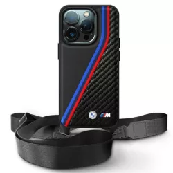   BMW BMHCP16X23PSVTK M Edition Carbon Tricolor Lines & Strap keménytok iPhone 16 Pro Max - fekete
