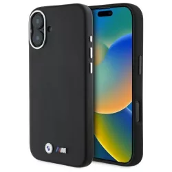   BMW BMHMP16M23PMWK M Smooth Full Wrapped Metal MagSafe-kompatibilis keménytok iPhone 16 Plus - fekete