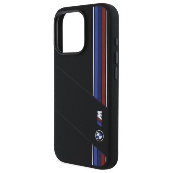 BMW BMHMP16X23SCUK Silicone Cut Tricolor Lines MagSafe-kompatibilis keménytok iPhone 16 Pro Max - fekete