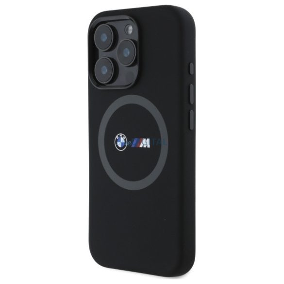 BMW BMHMP16L23SROK M Silicone Printed Ring MagSafe-kompatibilis keménytok iPhone 16 Pro - fekete