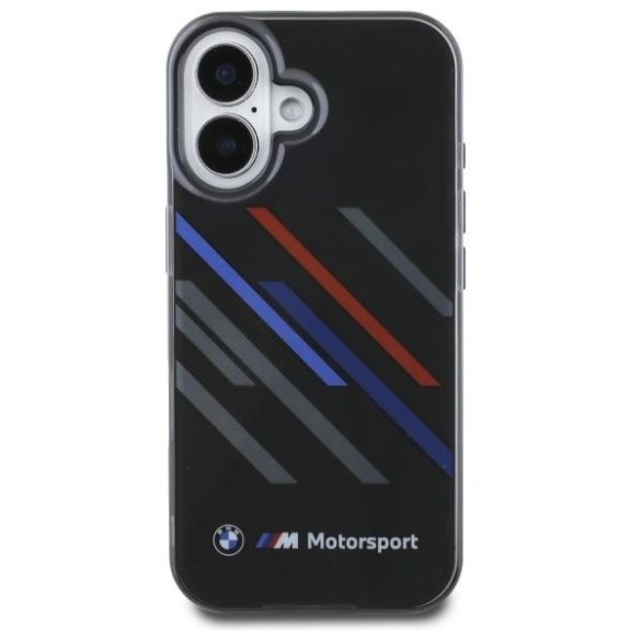 BMW BMHCP16S23HTRAK Motosport IML Random Stripes tok iPhone 16 - fekete