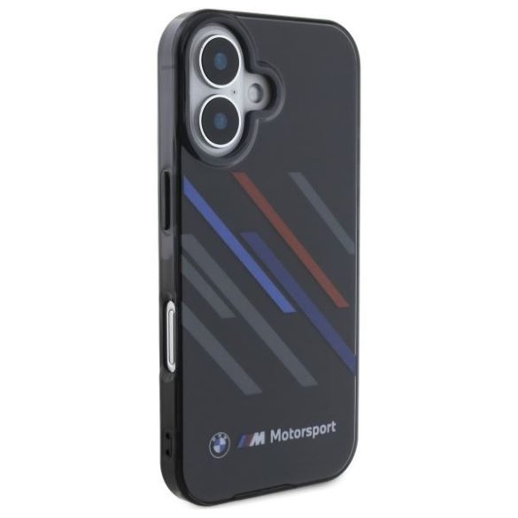 BMW BMHCP16S23HTRAK Motosport IML Random Stripes tok iPhone 16 - fekete