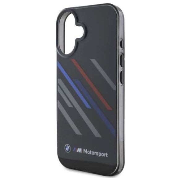 BMW BMHCP16S23HTRAK Motosport IML Random Stripes tok iPhone 16 - fekete