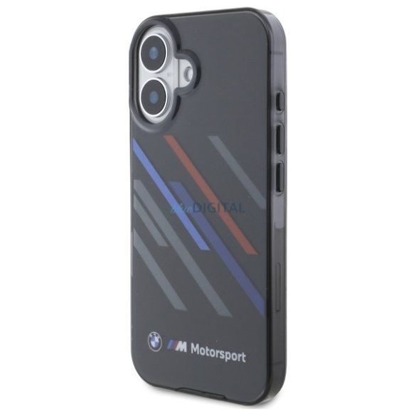 BMW BMHCP16M23HTRAK Motosport IML Random Stripes tok iPhone 16 Plus - fekete