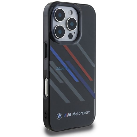 BMW BMHCP16L23HTRAK Motosport IML Random Stripes tok iPhone 16 Pro - fekete