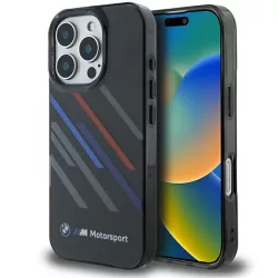   BMW BMHCP16X23HTRAK Motosport IML Random Stripes tok iPhone 16 Pro Max - fekete