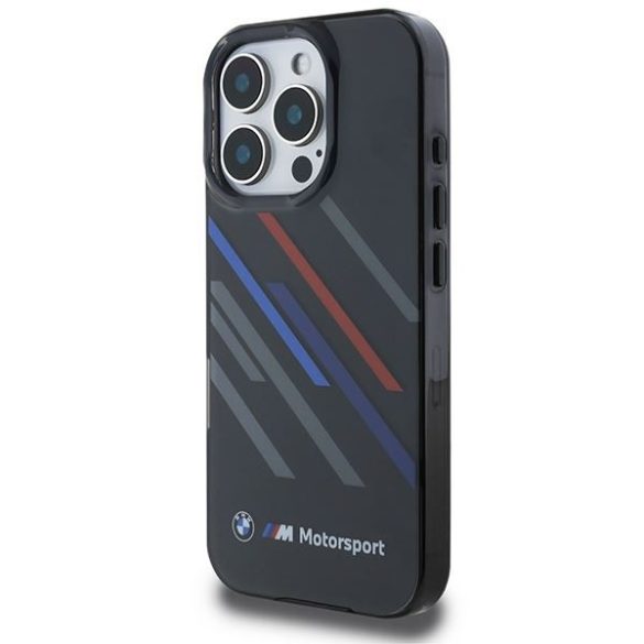 BMW BMHCP16X23HTRAK Motosport IML Random Stripes tok iPhone 16 Pro Max - fekete