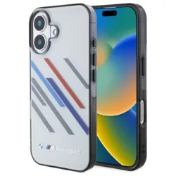   BMW BMHCP16M23HTRAG Motosport IML Random Stripes tok iPhone 16 Plus - szürke