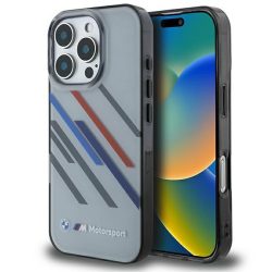   BMW BMHCP16L23HTRAG Motosport IML Random Stripes tok iPhone 16 Pro - szürke