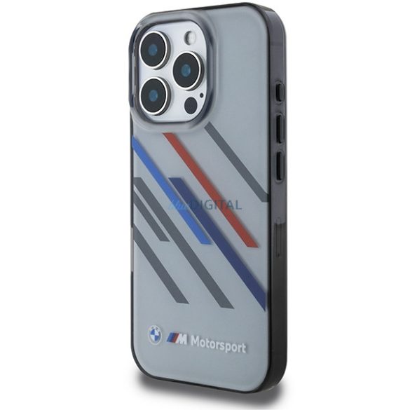 BMW BMHCP16L23HTRAG Motosport IML Random Stripes tok iPhone 16 Pro - szürke