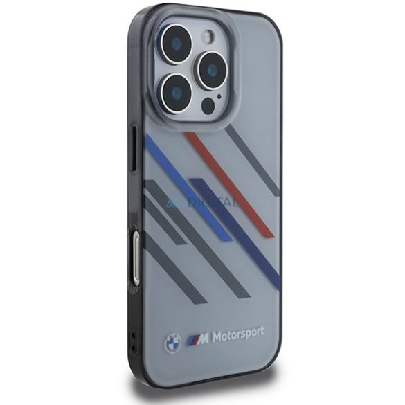 BMW BMHCP16L23HTRAG Motosport IML Random Stripes tok iPhone 16 Pro - szürke