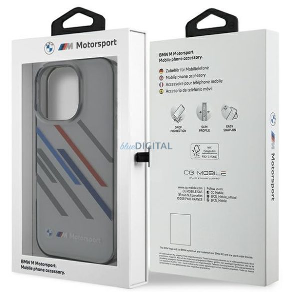 BMW BMHCP16L23HTRAG Motosport IML Random Stripes tok iPhone 16 Pro - szürke