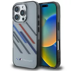   BMW BMHCP16X23HTRAG Motosport IML Random Stripes tok iPhone 16 Pro Max - szürke