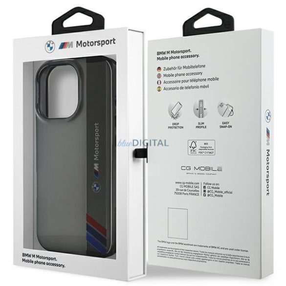 BMW BMHCP16L23HTFEG Motosport IML Vertical Stripe tok iPhone 16 Pro - szürke