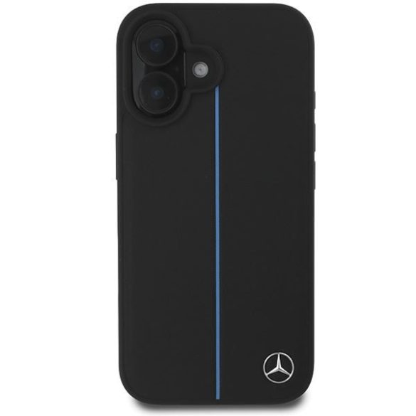 Mercedes MEHMP16S23RURBK MB Blue Line Leather MagSafe keménytok iPhone 16 - fekete