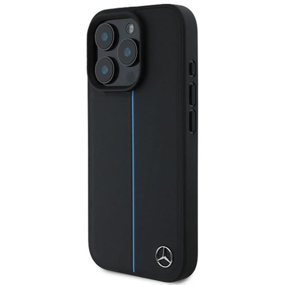 Mercedes MEHMP16L23RURBK MB Blue Line Leather MagSafe keménytok iPhone 16 Pro - fekete