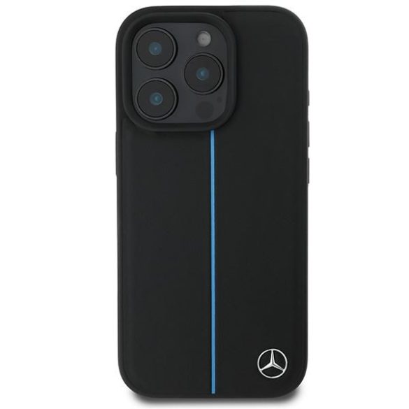 Mercedes MEHMP16L23RURBK MB Blue Line Leather MagSafe keménytok iPhone 16 Pro - fekete