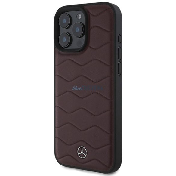 Mercedes MEHCP16X23RWRSR MB Waves Leather keménytok iPhone 16 Pro Max - piros