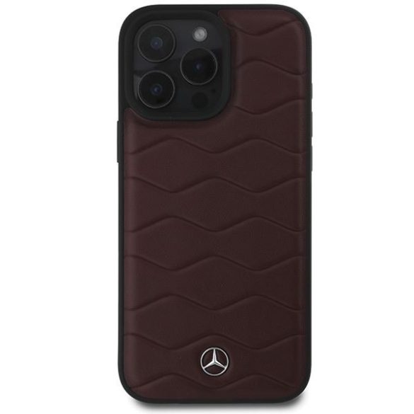 Mercedes MEHCP16X23RWRSR MB Waves Leather keménytok iPhone 16 Pro Max - piros