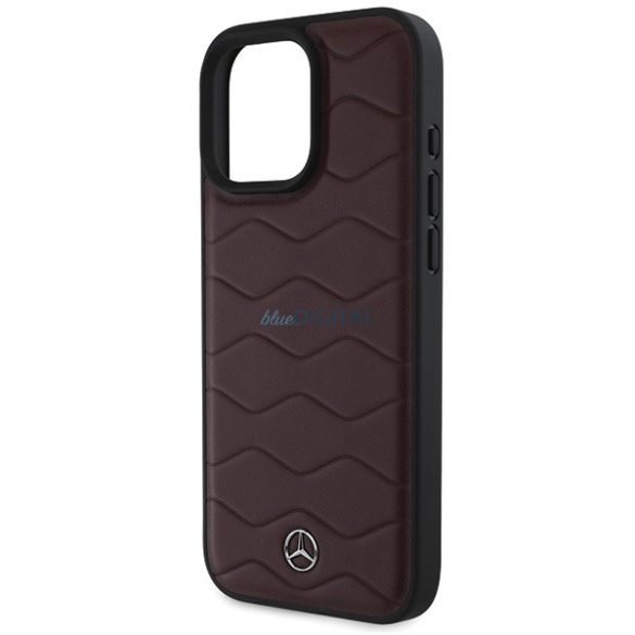 Mercedes MEHCP16X23RWRSR MB Waves Leather keménytok iPhone 16 Pro Max - piros