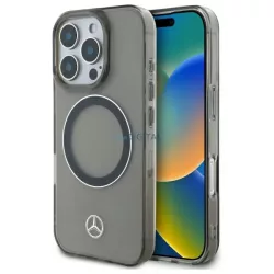   Mercedes MEHMP16X23HUOSK Silver Ring MagSafe-kompatibilis keménytok iPhone 16 Pro - fekete