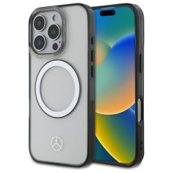   Mercedes MEHMP16L23HUOKC Printed Logo MagSafe-kompatibilis keménytok iPhone 16 Pro - átlátszó