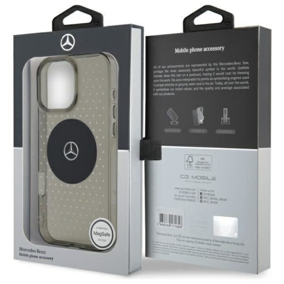 Mercedes MEHMP16L23HCPK MB Case Star Pattern keménytok iPhone 16 Pro - fekete