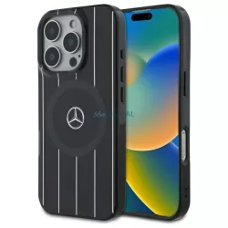   Mercedes MEHMP16L23HRSK MB Double Layer Crossed Lines MagSafe keménytok iPhone 16 Pro - fekete