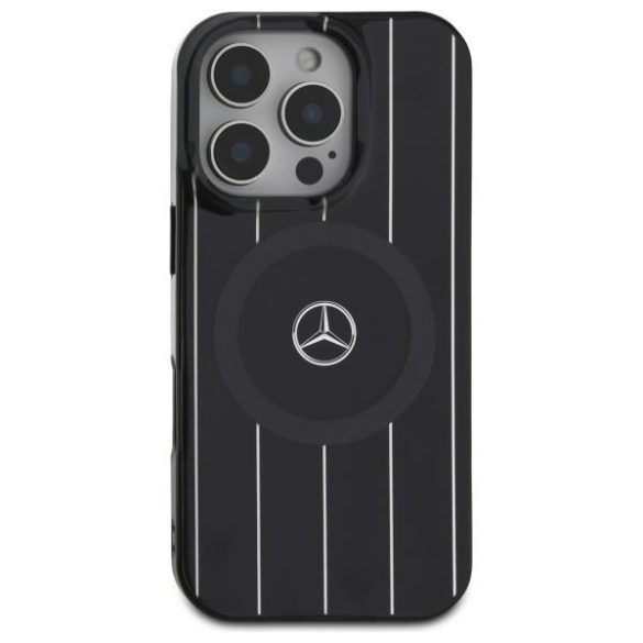 Mercedes MEHMP16L23HRSK MB Double Layer Crossed Lines MagSafe keménytok iPhone 16 Pro - fekete