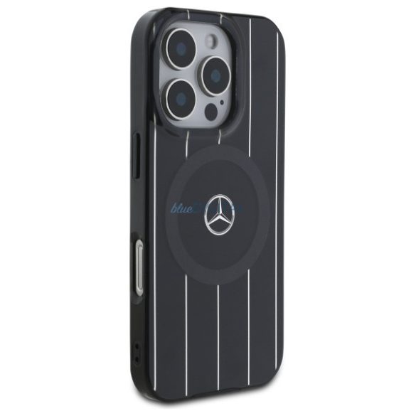 Mercedes MEHMP16L23HRSK MB Double Layer Crossed Lines MagSafe keménytok iPhone 16 Pro - fekete