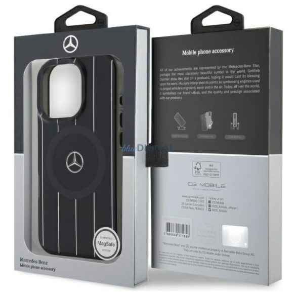 Mercedes MEHMP16L23HRSK MB Double Layer Crossed Lines MagSafe keménytok iPhone 16 Pro - fekete