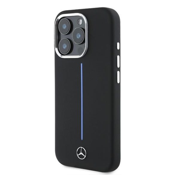 Mercedes MEHMP16X23SUMBK Silicone Blue Stripe MagSafe keménytok iPhone 16 Pro Max - fekete