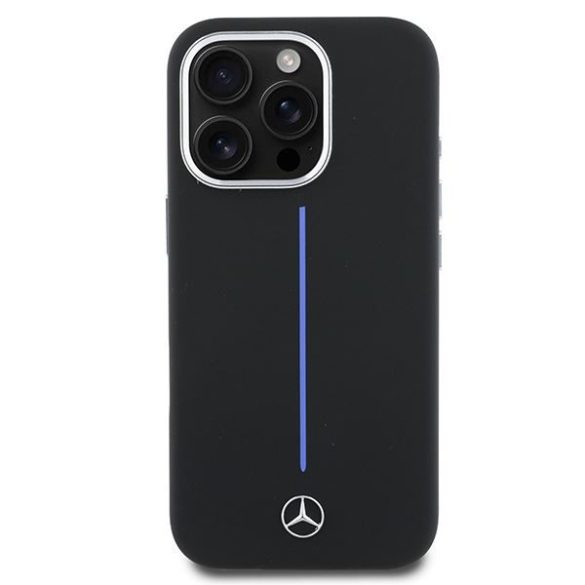 Mercedes MEHMP16X23SUMBK Silicone Blue Stripe MagSafe keménytok iPhone 16 Pro Max - fekete