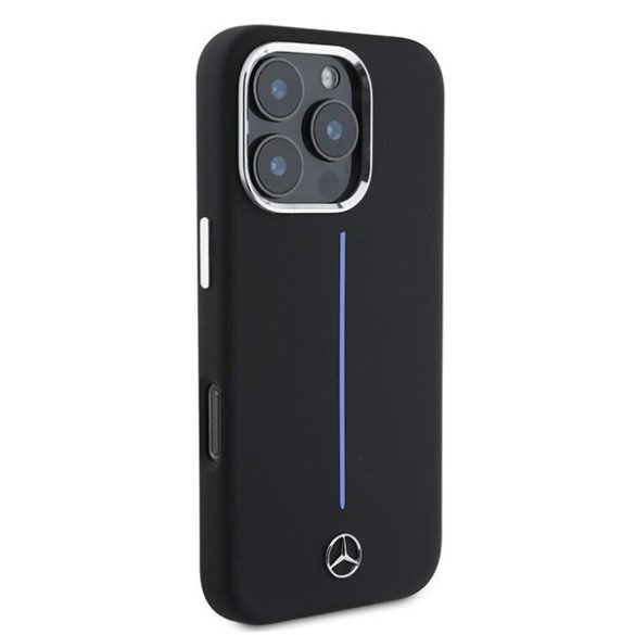 Mercedes MEHMP16X23SUMBK Silicone Blue Stripe MagSafe keménytok iPhone 16 Pro Max - fekete