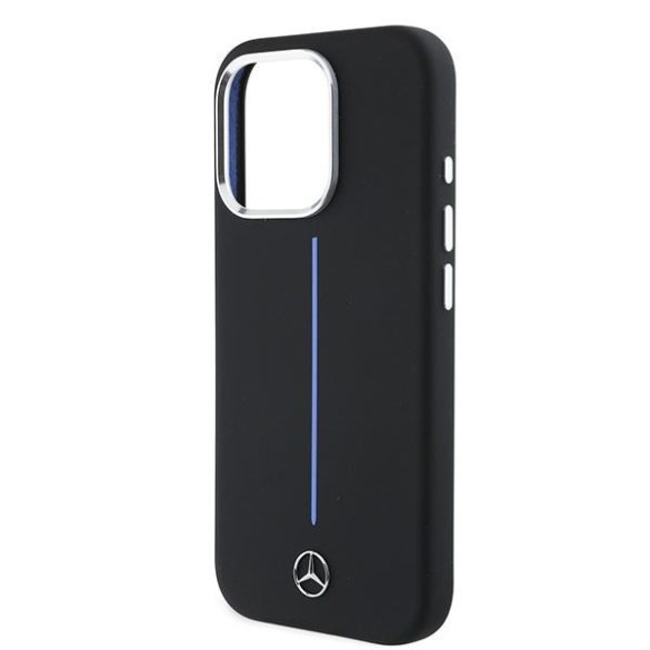 Mercedes MEHMP16X23SUMBK Silicone Blue Stripe MagSafe keménytok iPhone 16 Pro Max - fekete