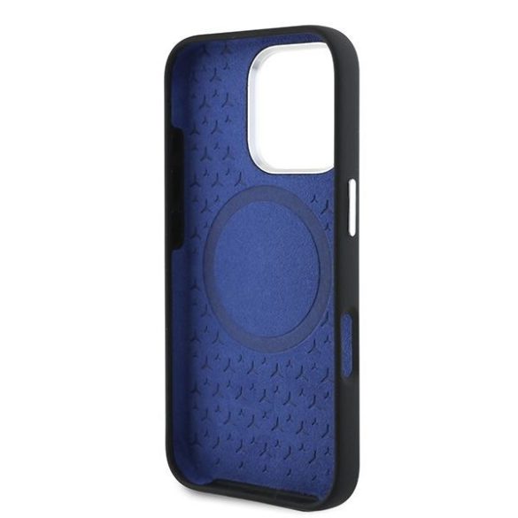 Mercedes MEHMP16X23SUMBK Silicone Blue Stripe MagSafe keménytok iPhone 16 Pro Max - fekete