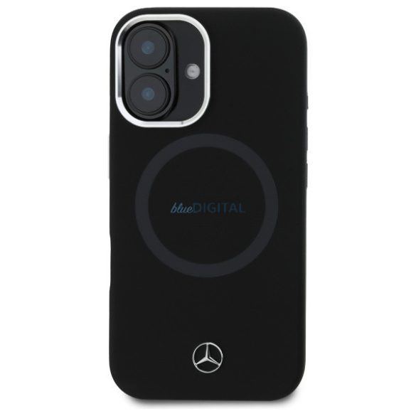 Mercedes MEHMP16S23SUTTK Silicone Tonal Logo MagSafe-kompatibilis keménytok iPhone 16 - fekete